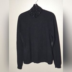 Ralph Lauren Black Label 100% Cashmere Embellished Luxury Glam Sweater, Large